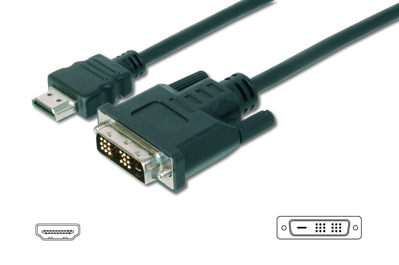 Assmann HDMI adapter cable type A-DVI-D (Single Link) (18+1) M/M 3m Black