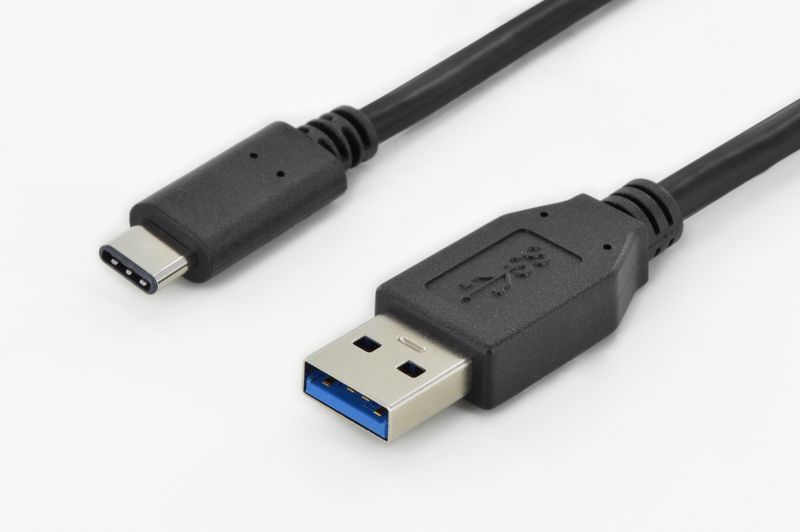 Assmann USB Type-C connection cable type C to A M/M 1m Black
