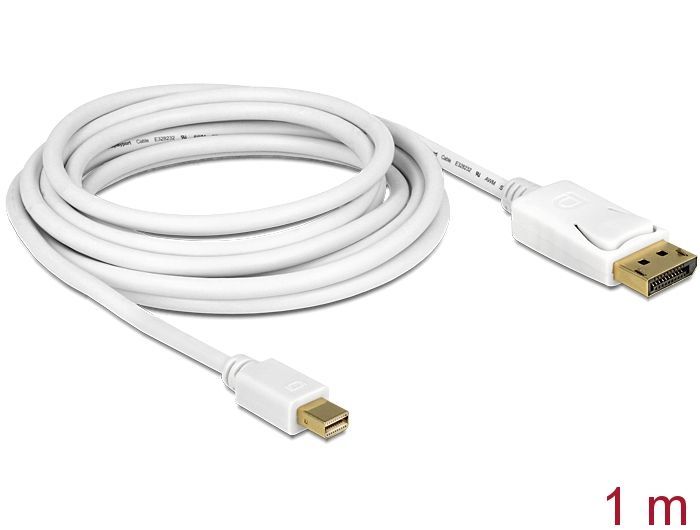 DeLock Mini DisplayPort 1.2 male > DisplayPort male 4K 60 Hz 1m cable White
