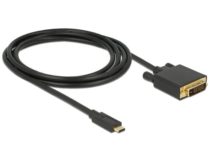 DeLock USB Type-C male > DVI-D (24+1 Single Link) male (DP Alt Mode) 4K 30 Hz 2m Black