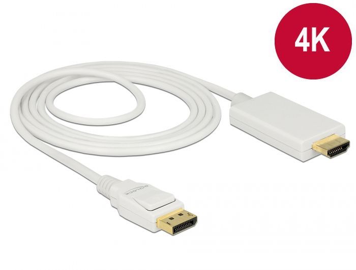 DeLock Displayport 1.2 male > High Speed HDMI-A male passive 4K 2m White