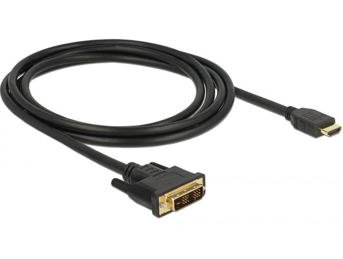 DeLock HDMI to DVI-D (Single Link) 18+1 cable bidirectional 2 m Black
