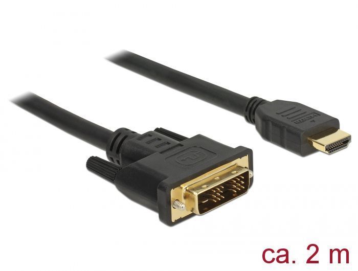 DeLock HDMI to DVI-D (Single Link) 18+1 cable bidirectional 2 m Black