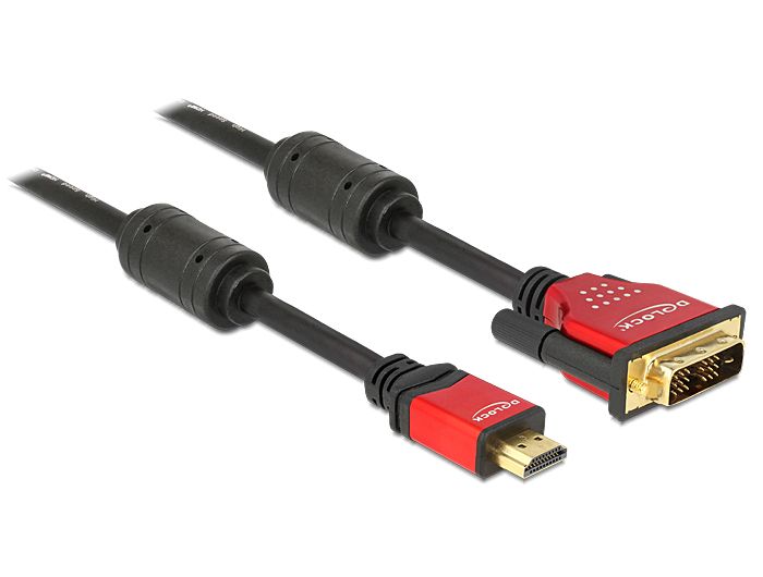 DeLock HDMI male to DVI-D (Dual Link) (24+1) male kábel 3m Black