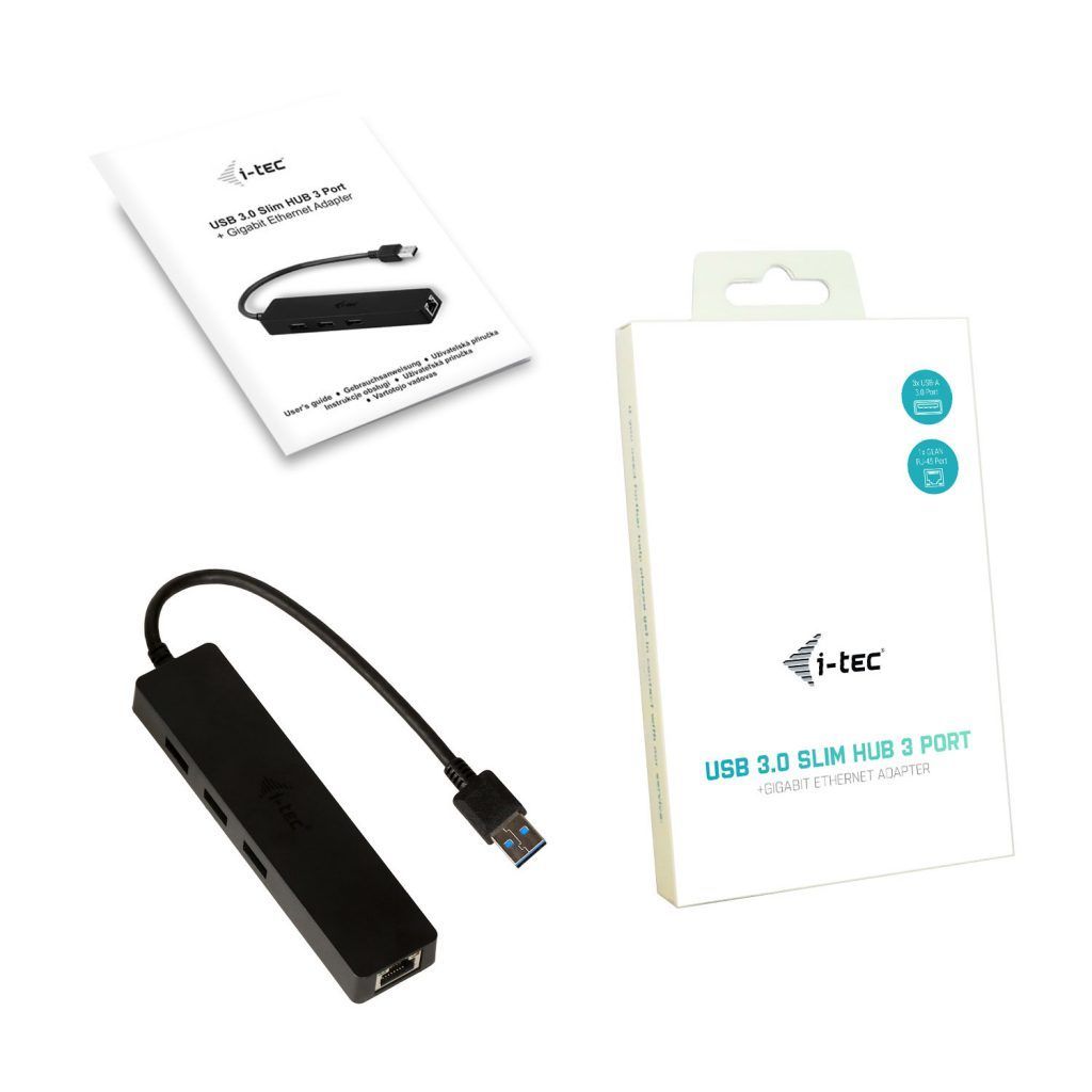 I-TEC USB 3.0 Slim HUB 3 Port+Gigabit Ethernet Adapter Black