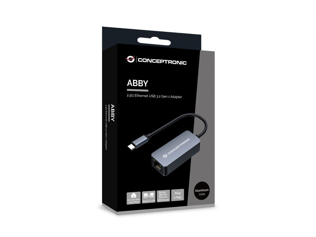 Conceptronic ABBY12GC 2.5G Ethernet USB 3.2 Gen 1 Adapter Wake-on-LAN Compatible with Nintendo Switch