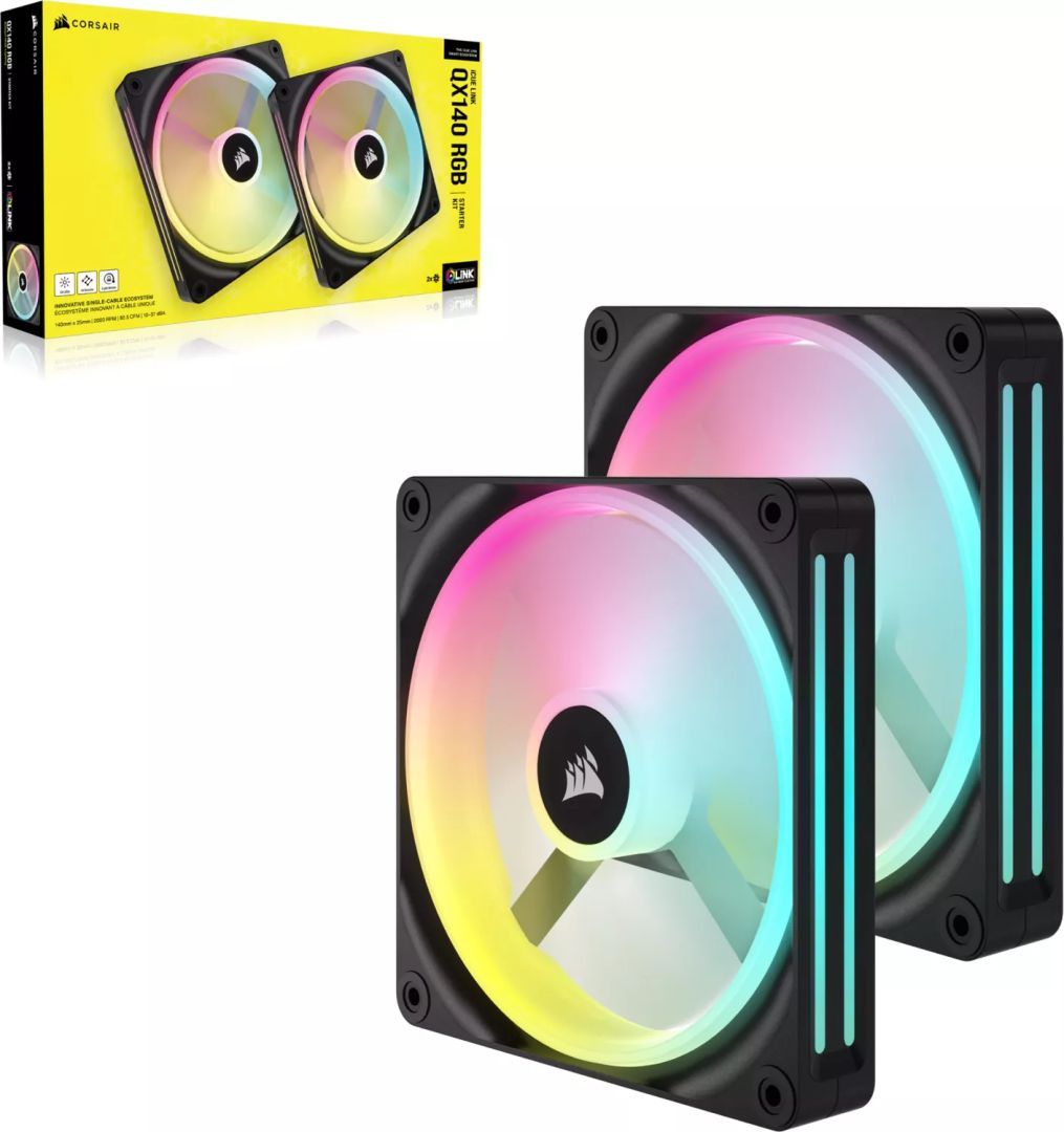 Corsair iCUE LINK QX140 RGB 140mm PWM PC Fans Starter Kit with iCUE LINK System Hub