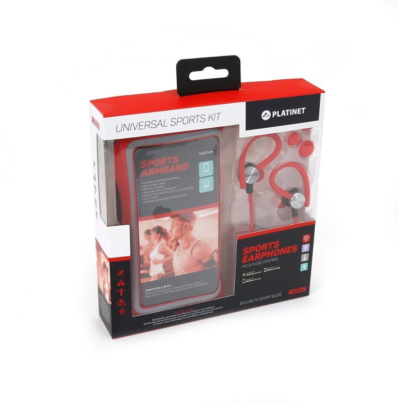 Platinet PM1070 Sport Headset + Arm Band Red