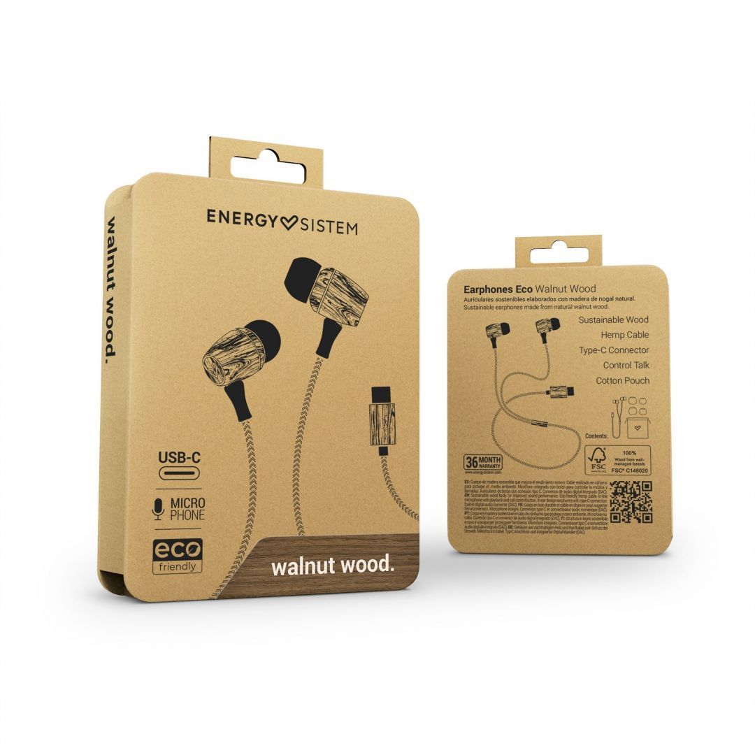 Energy Sistem Earphones Eco Walnut Headset Wood