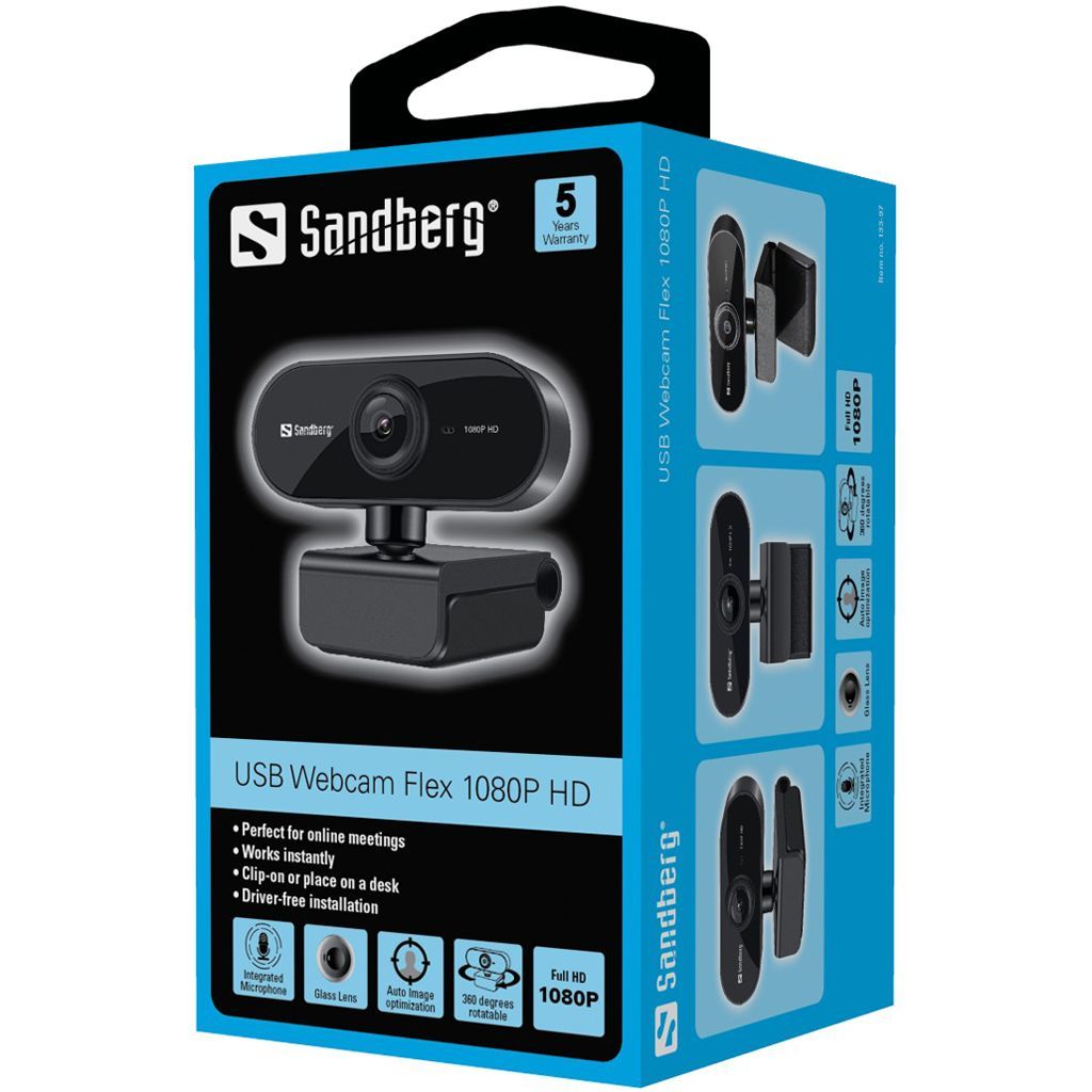 Sandberg USB Flex 1080P HD Webkamera Black