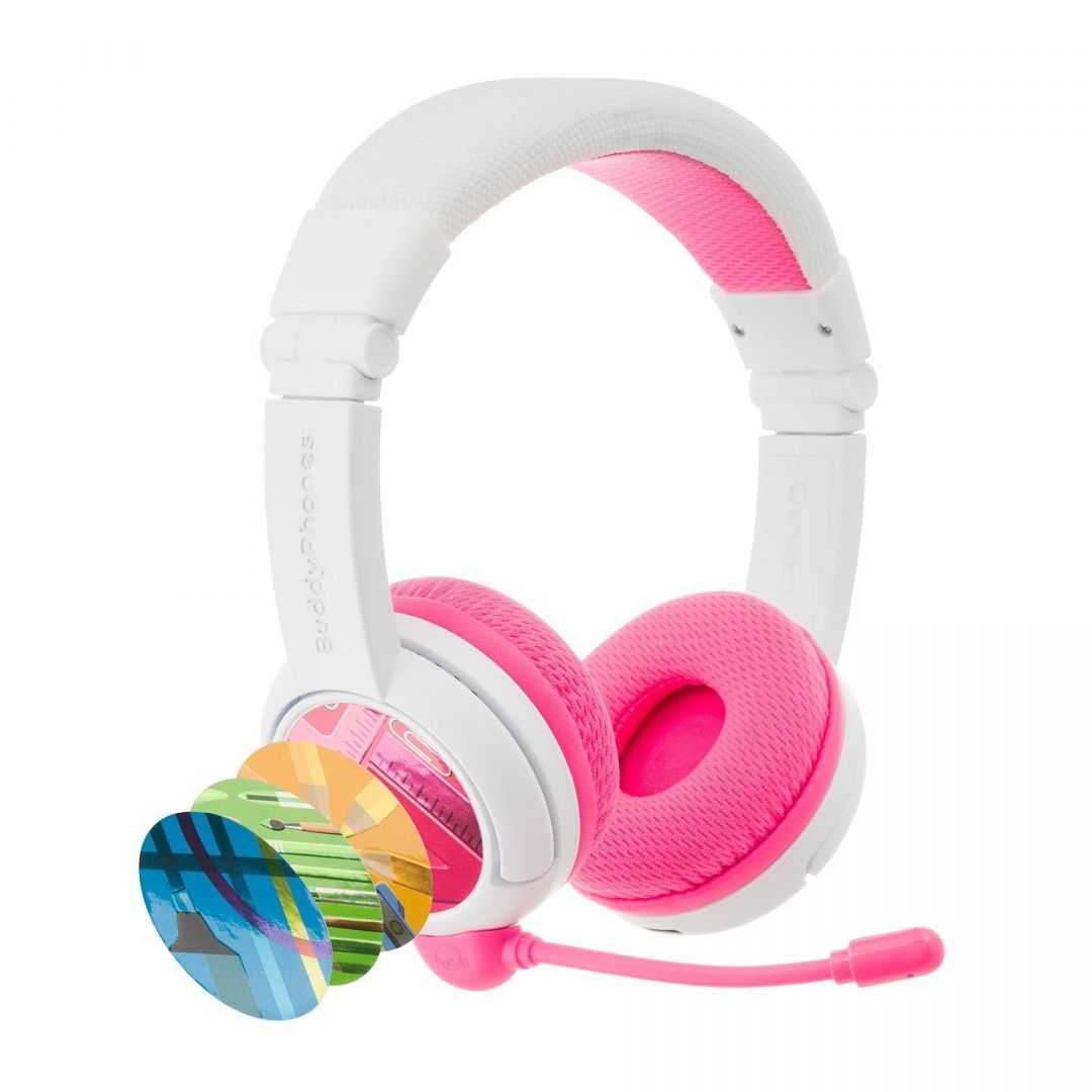 BuddyPhones School+ Bluetooth Headset for Kids Pink