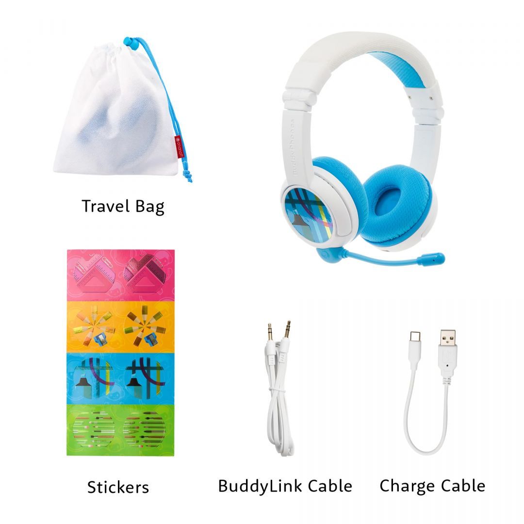 BuddyPhones School+ Bluetooth Headset for Kids Blue