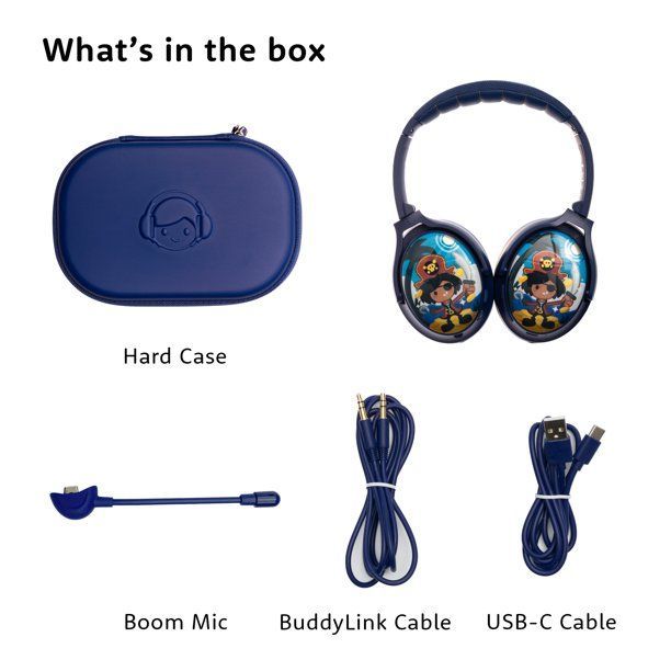 BuddyPhones Cosmos+ Wireless Bluetooth Headset for Kids Deep Blue
