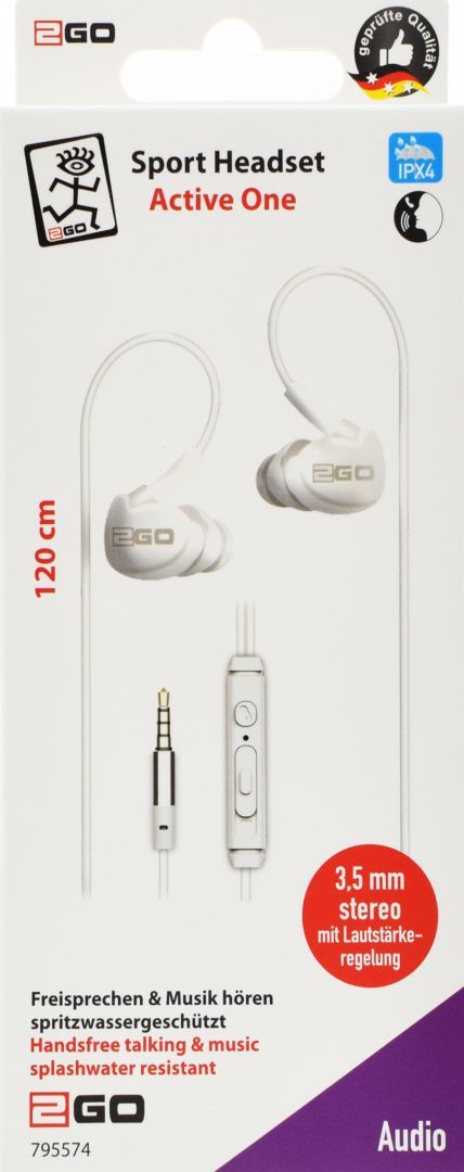 2GO Active One In-Ear Sport Headset White