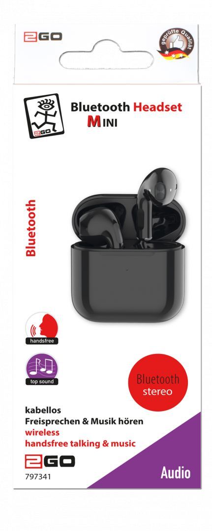 2GO TWS Mini Bluetooth Headset Black