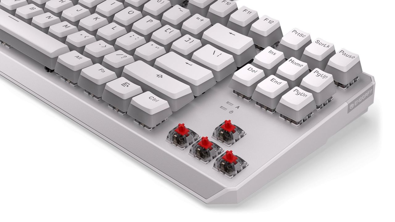 Endorfy Thock TKL Red Switch Mechanical Keyboard Pudding Onyx White US