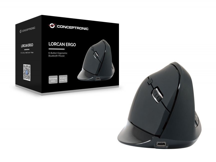 Conceptronic Lorcan Ergo Bluetooth mouse Black