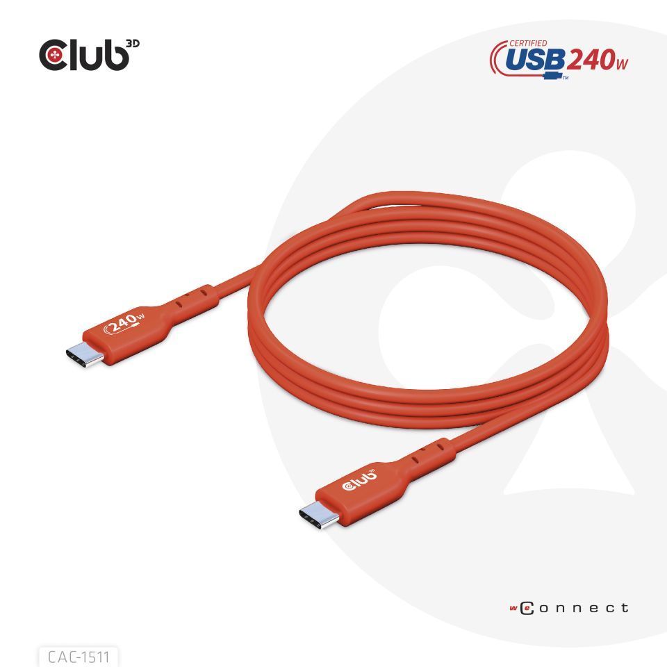 Club3D USB2 Type-C cable 1m Red