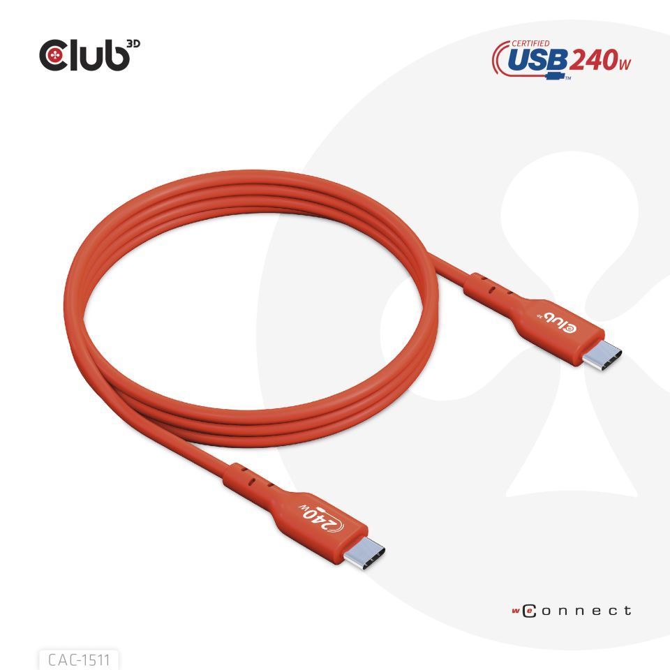 Club3D USB2 Type-C cable 1m Red