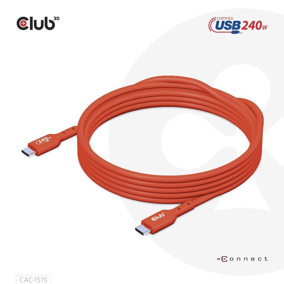 Club3D USB2 Type-C cable 4m Red