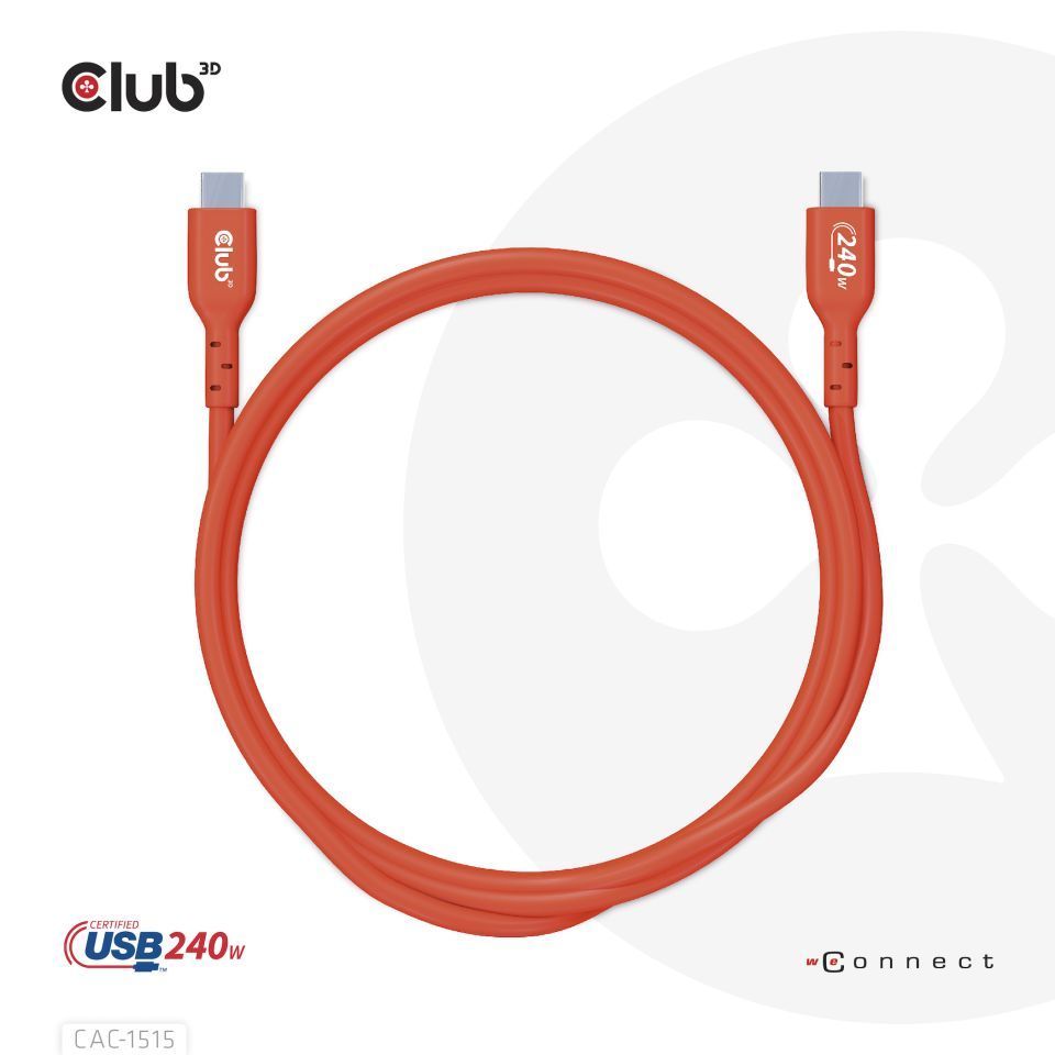 Club3D USB2 Type-C cable 4m Red