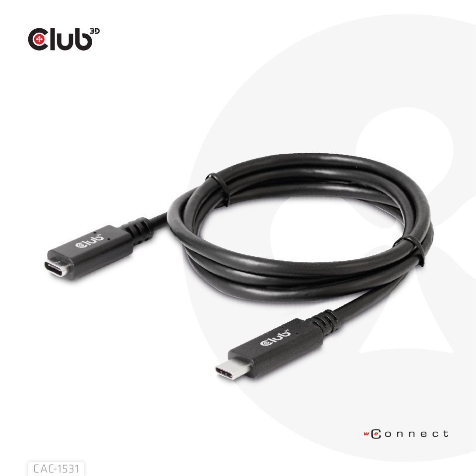 Club3D USB Gen1 Type-C Extension cable 1m Black