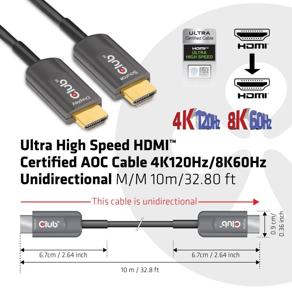 Club3D Ultra High Speed HDMI cable 10m Black