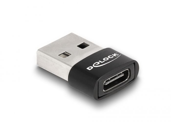DeLock USB2.0 Adapter USB Type-A male to USB Type-C female Black