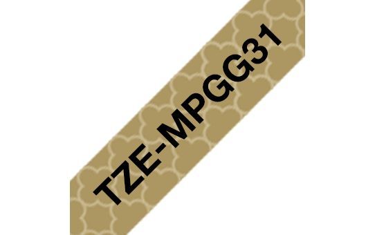 Brother TZe-MPGG31 laminált P-touch szalag (12mm) Black on Gold Mint - 4m