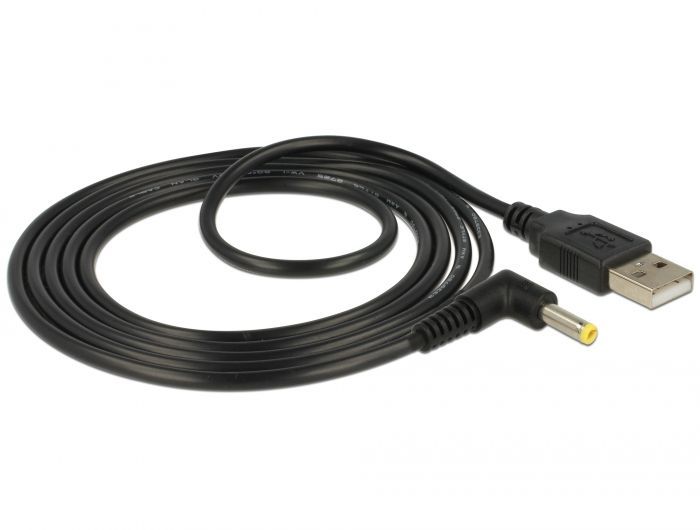 DeLock Power Cable USB > DC 4.0 x1.7 mm male 90° 1,5m Black