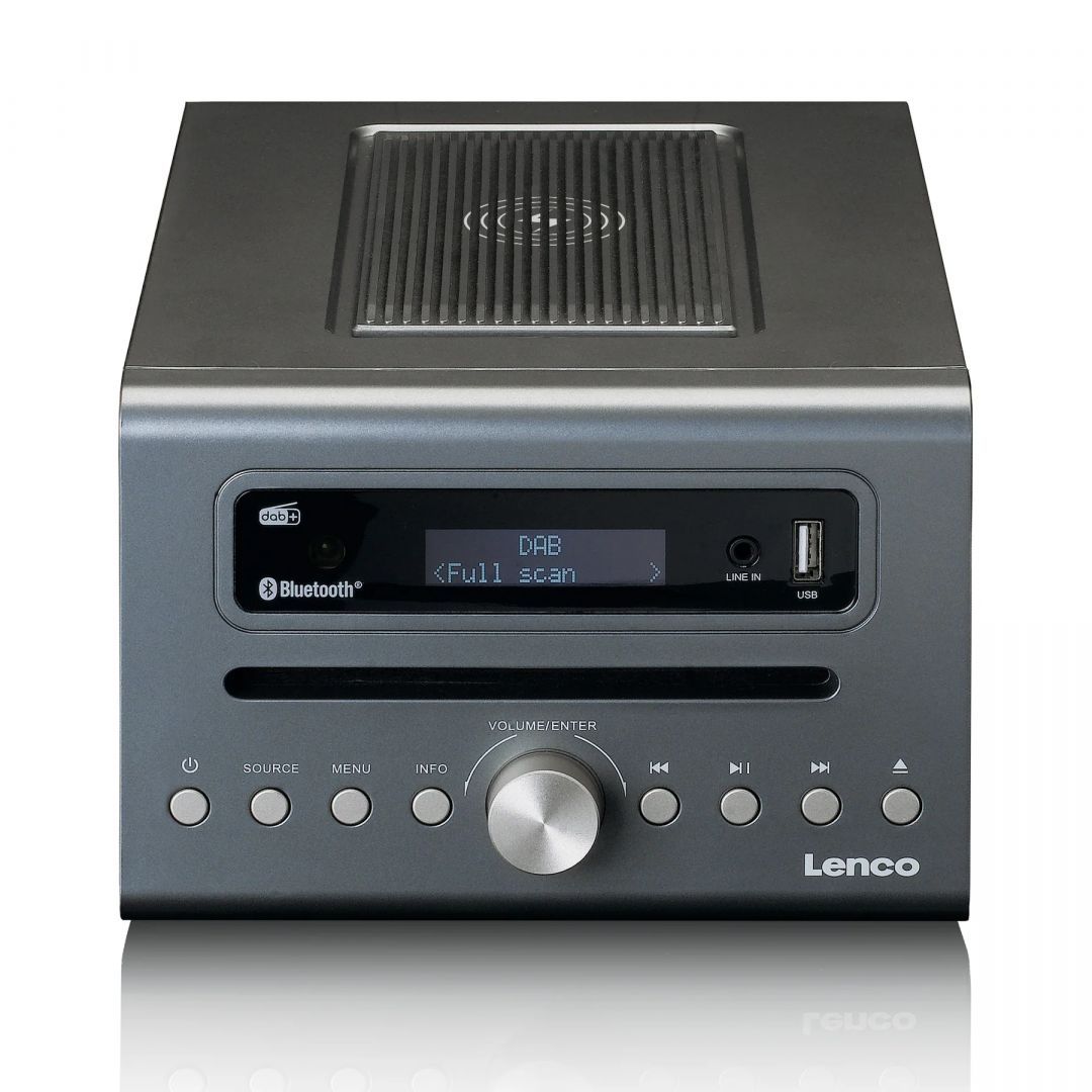 Lenco MC-175SI Micro set with DAB FM CD 2 USB Bluetooth QI RC Silver