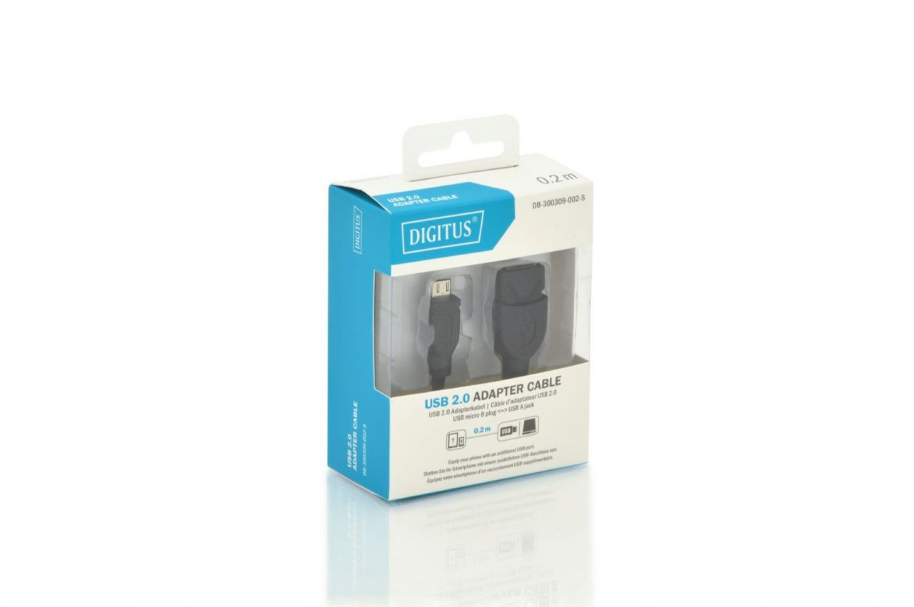 Digitus USB 2.0 adapter cable, OTG, type micro B - A