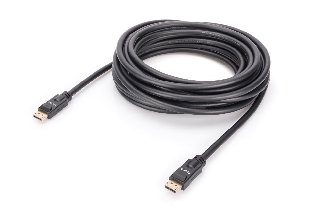 Assmann Displayport connection cable, DP, w/ amp. 10m Black