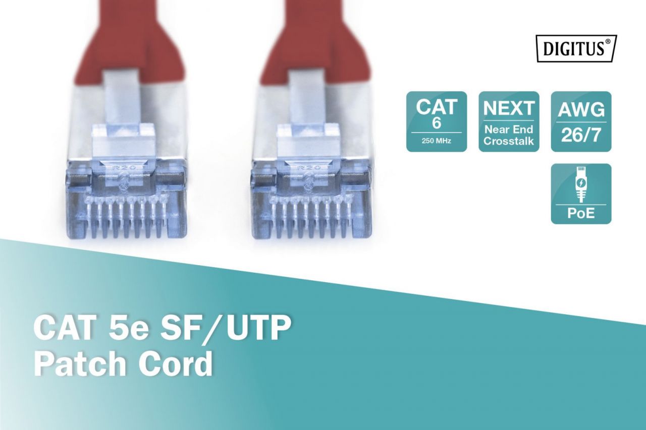 Digitus CAT5e SF-UTP Patch Cable 5m Red