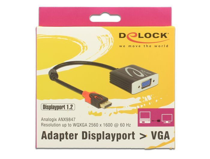 DeLock DisplayPort 1.2 male > VGA female Adapter Black
