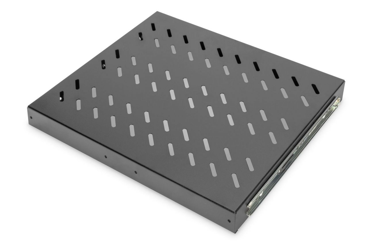 Digitus 1U extendible shelf for 600 mm depth racks 40x485x368mm up to 25kg Black (RAL 9005)
