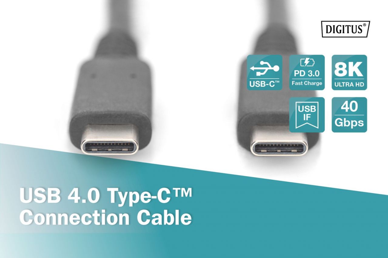 Digitus USB 4.0 Type-C connection cable 1m Black