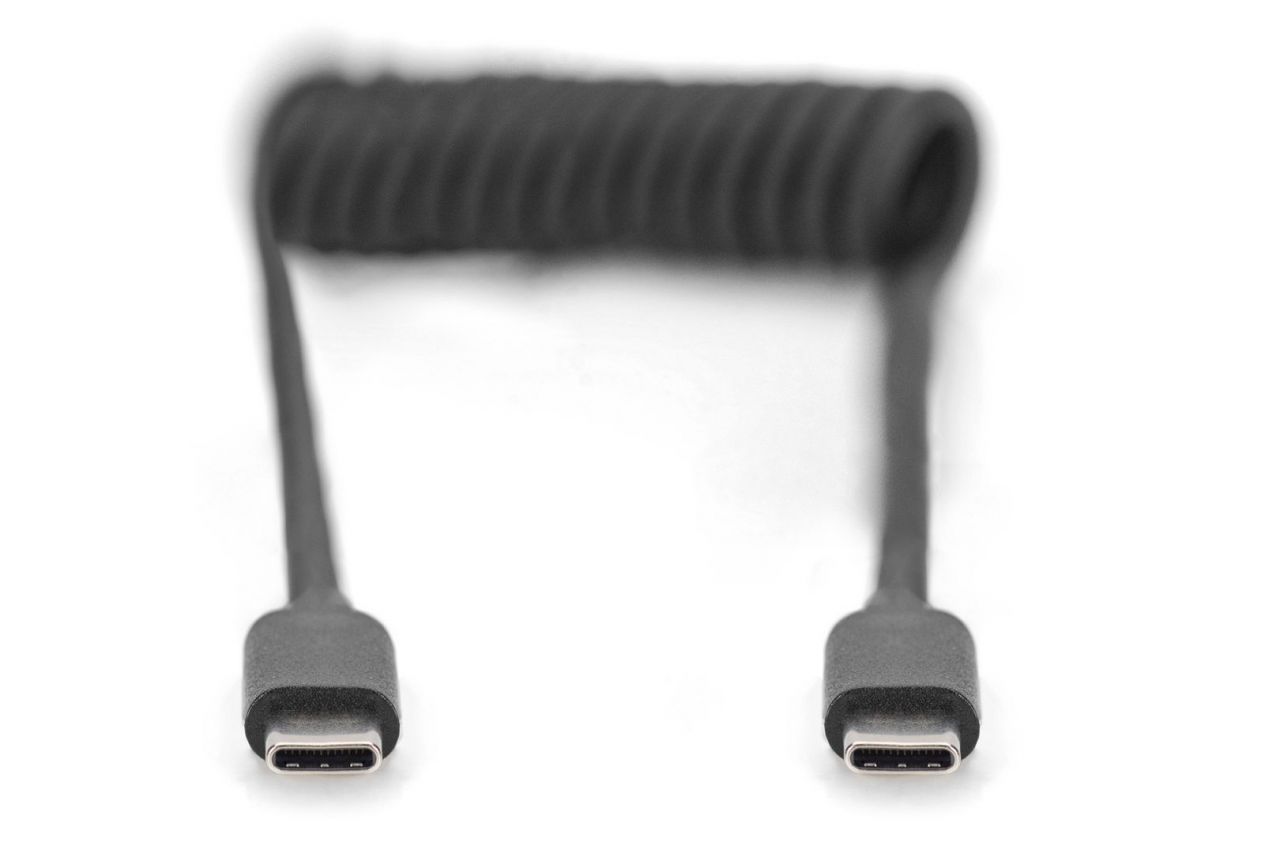 Digitus USB 2.0 - USB C to USB C Spiral Cable 1m Black