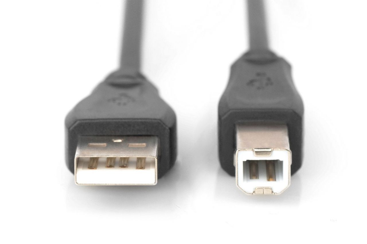 Digitus USB 2.0 connection cable, USB A to USB B 3m Black