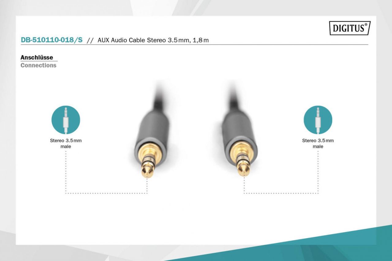 Digitus Audio Extension Cable, 3.5 mm jack to 3.5 mm socket 1,8m Black