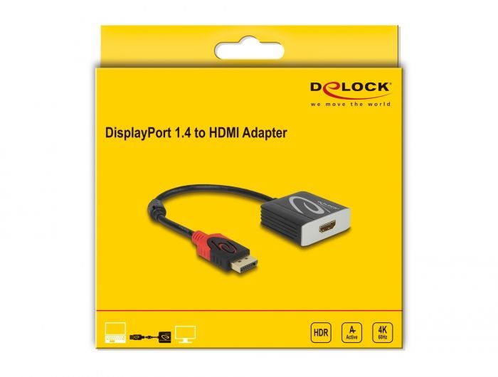 DeLock Active DisplayPort 1.4 to HDMI Adapter 4K 60 Hz (HDR) Black