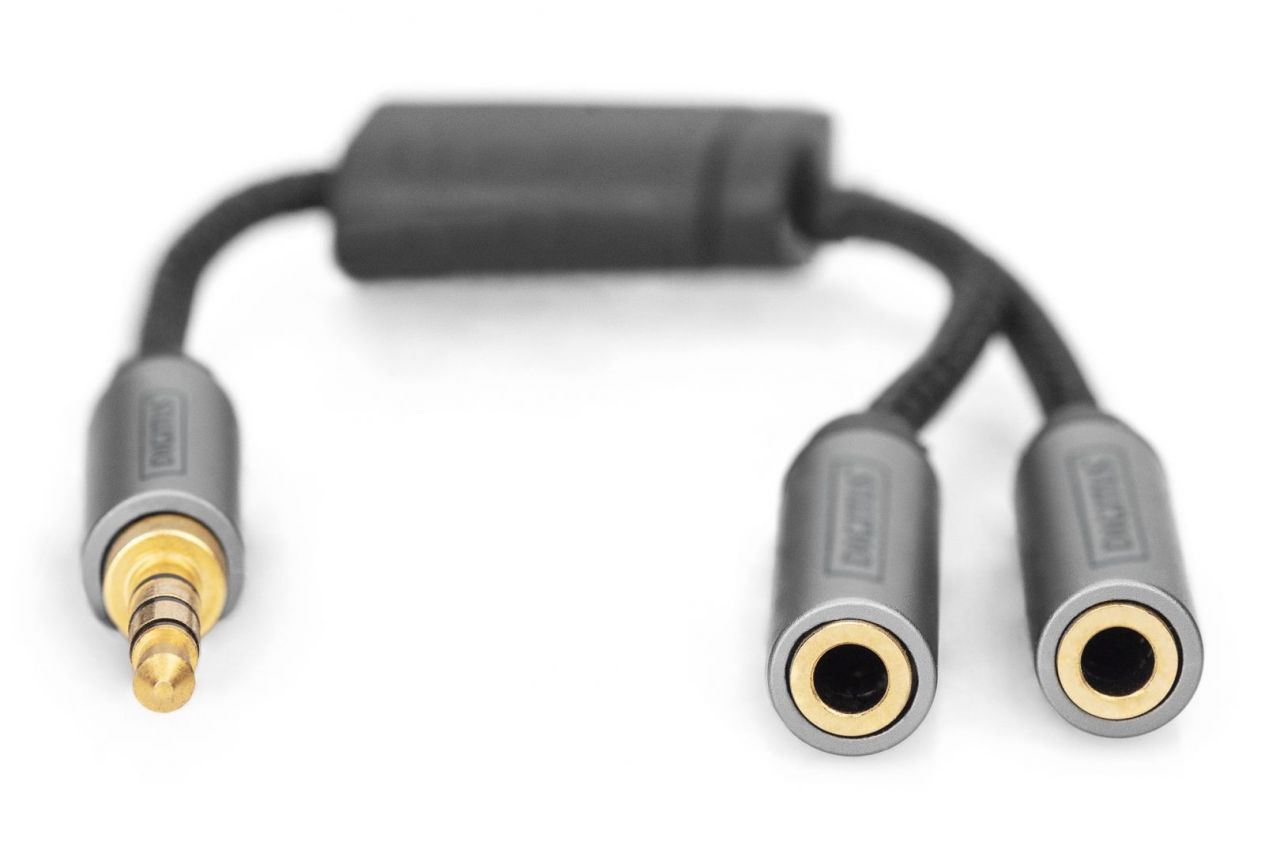 Digitus DB-510320-002-S Audio Headset Adapter 3.5mm jack to 2x 3.5mm socket Black