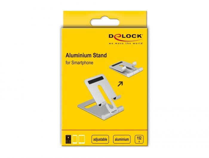 DeLock Smartphone Stand Holder adjustable aluminium