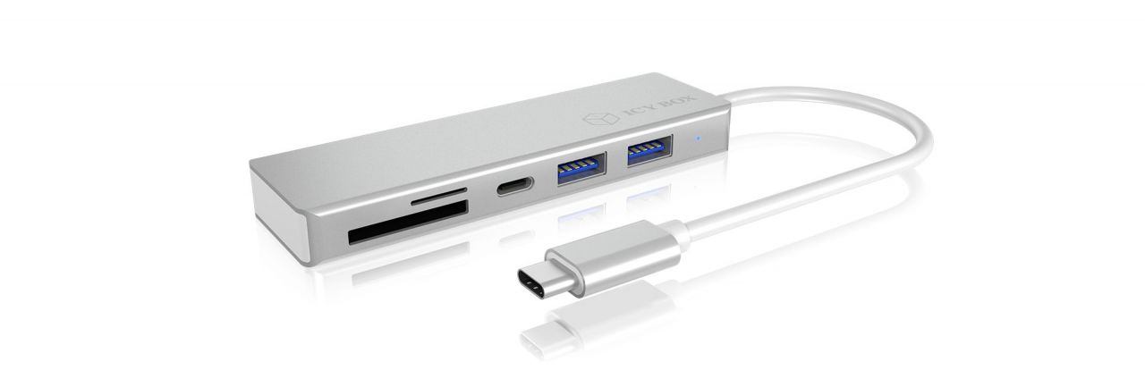 Raidsonic IcyBox IB-HUB1413-CR USB 3.0 Type-C USB hub with 3 USB ports and multi-cardreader Grey