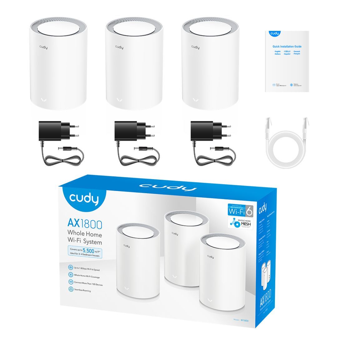 Cudy M1800 AX1800 Whole Home Mesh WiFi System (3-Pack)