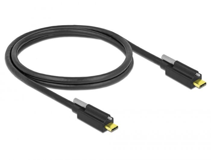DeLock SuperSpeed USB 10 Gbps (USB 3.1 Gen 2) USB Type-C male > USB Type-C male with screw on top cable 1m Black