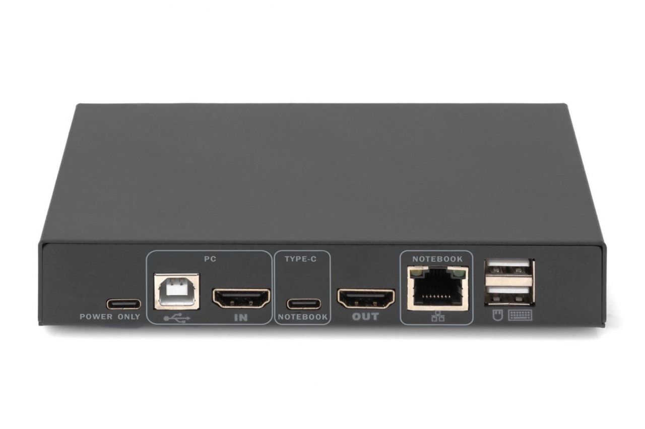 Digitus KVM Switch, 2 Port, 4K30Hz, USB-C/USB/HDMI in, HDMI out Black