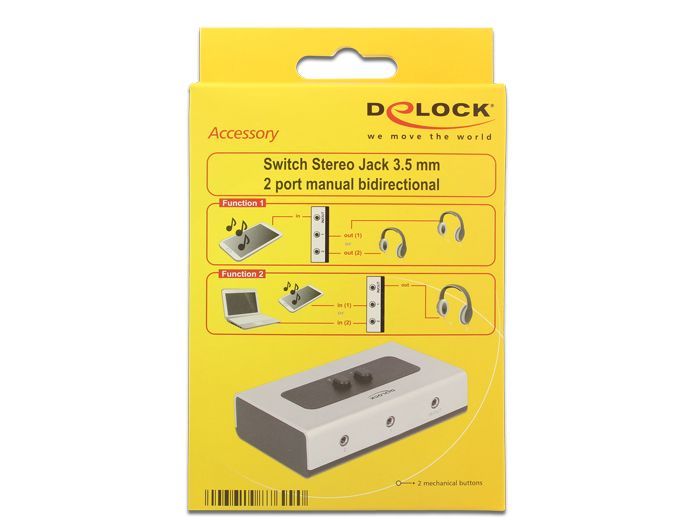 DeLock Switch Stereo Jack 3.5 mm 2 port manual bidirectional
