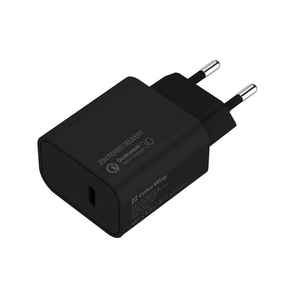 ColorWay Power Delivery Port USB Type-C 20W V2 AC Charger Black