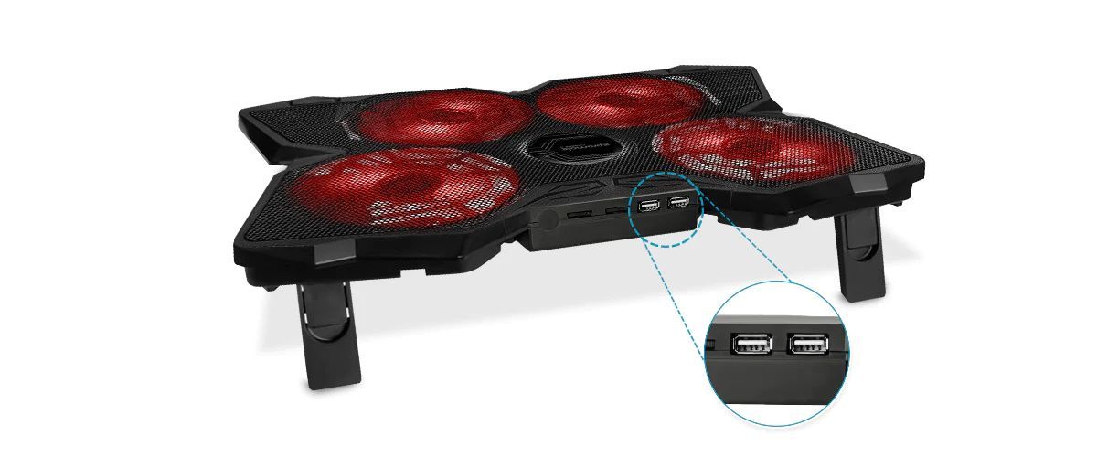 Promate AirBase-3 Ergonomic Laptop Cooling Pad with Silent Fan Technology Black
